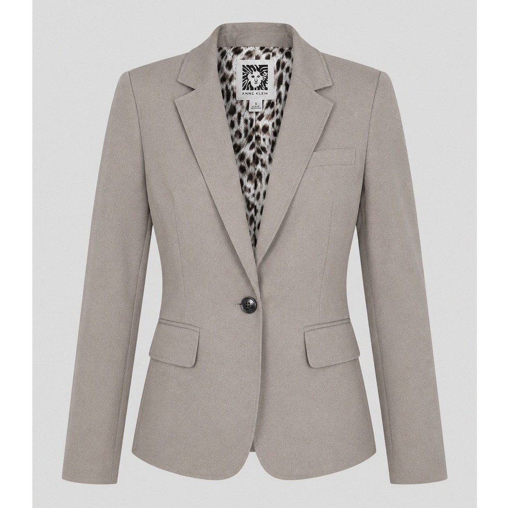 Anne Klein 10P Petite One Button Blazer Loden Taupe Career Suit Jacket NWT